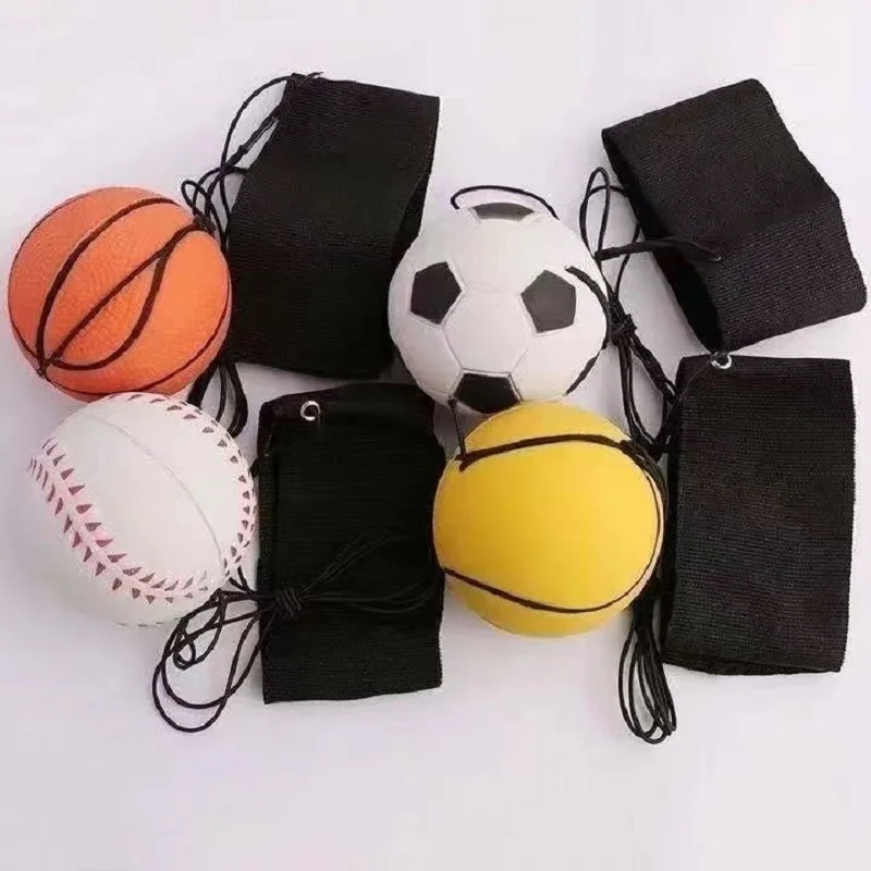 Pelota de rebote de PU para niños y adultos, pelota de fútbol, baloncesto, fútbol, forma de cuerda elástica, pulsera deportiva, correa, juguete de entrenamiento de mano para los ojos, regalo