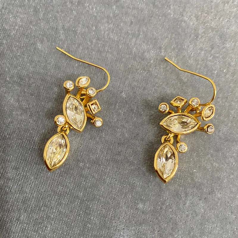 Eye shape stone cluster dangle earrings for women luxury designer earrings dainty delicate vintage jewelry elegant jewelry new