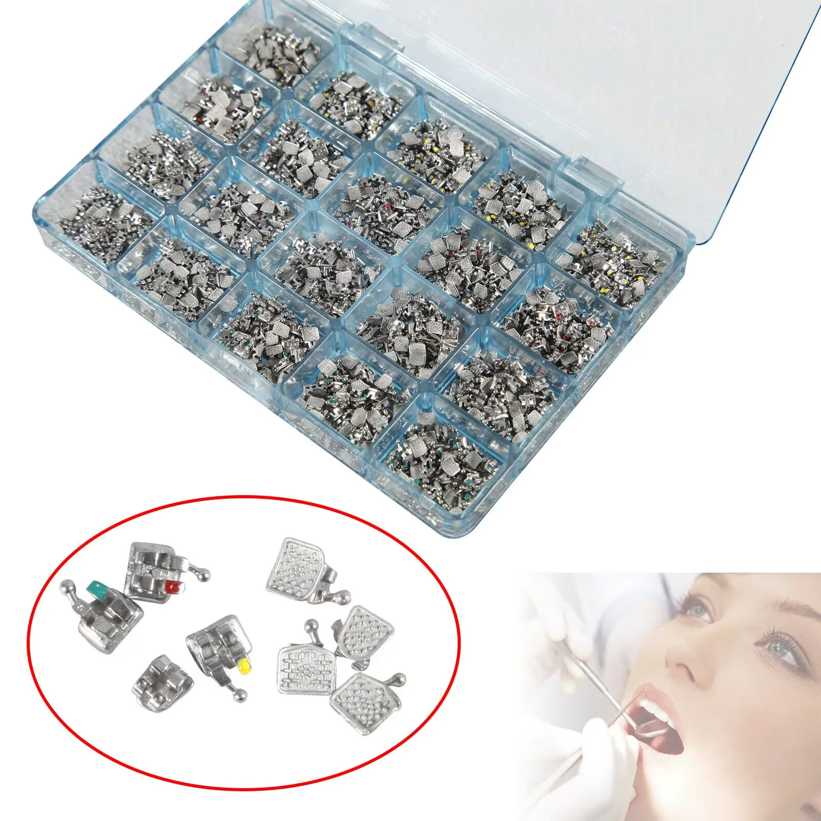 1000PCS/50 Sets Dental Orthodontics Monoblock MINI MBT. 0.022 Brackets 345 Hooks