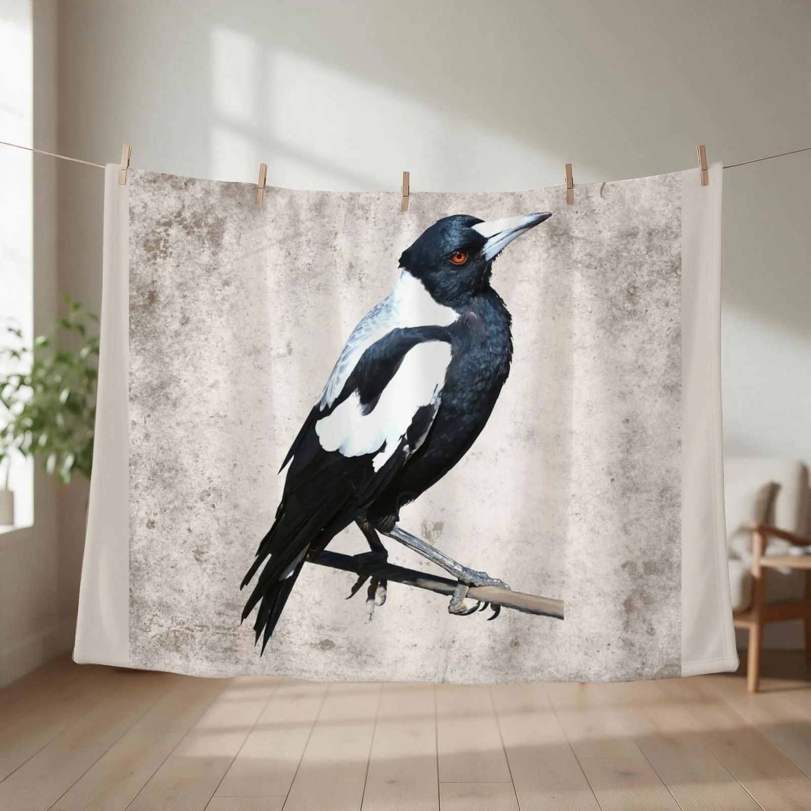 New Australian Magpie Throw Blanket couch cozy soft plush fuzzy picnic outdoor blanket