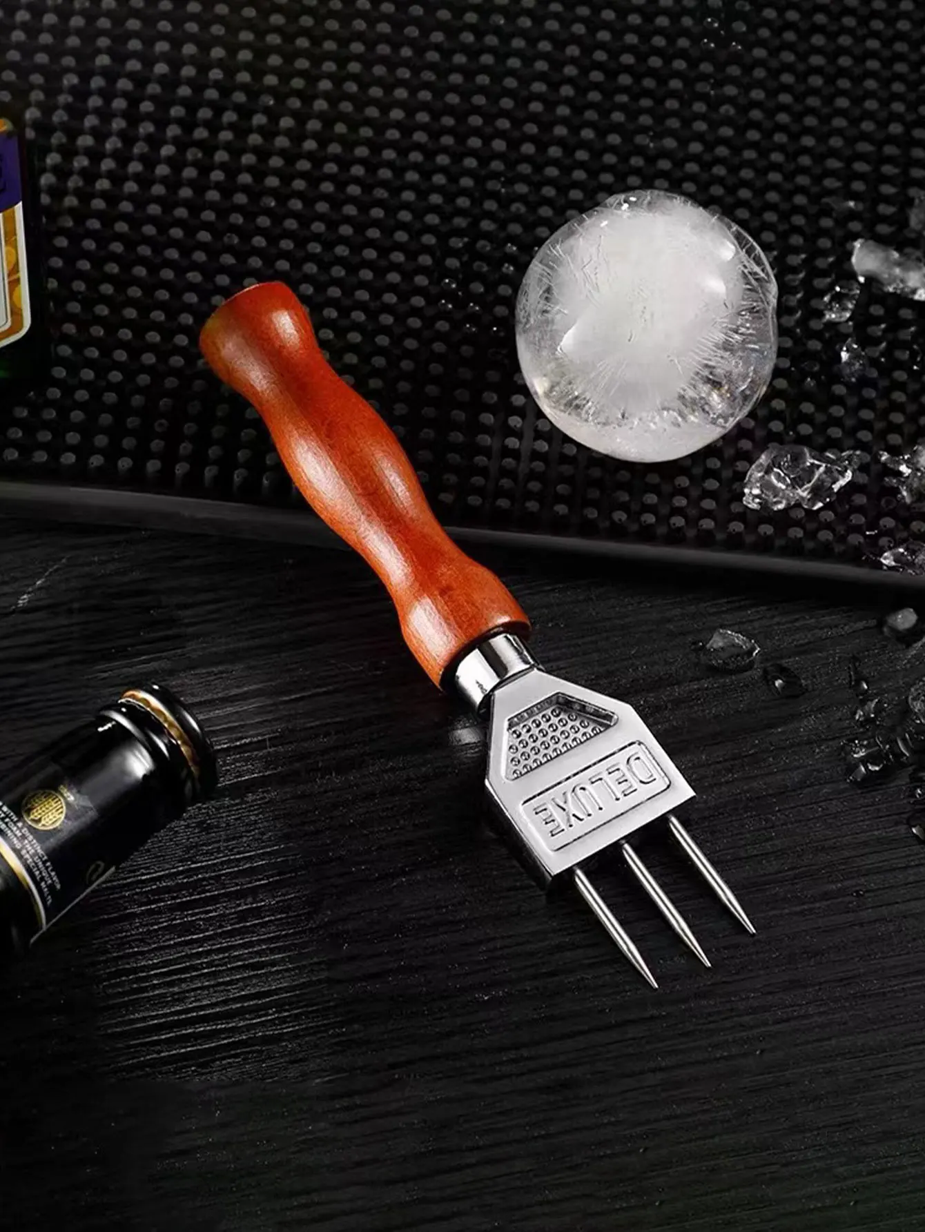 Ice Pick with Three Prongs, Ice Ball Maker, Ice Chisel, Ice Splitter, Ice Fork, Single-Head Hammer Cone, 1 Piece