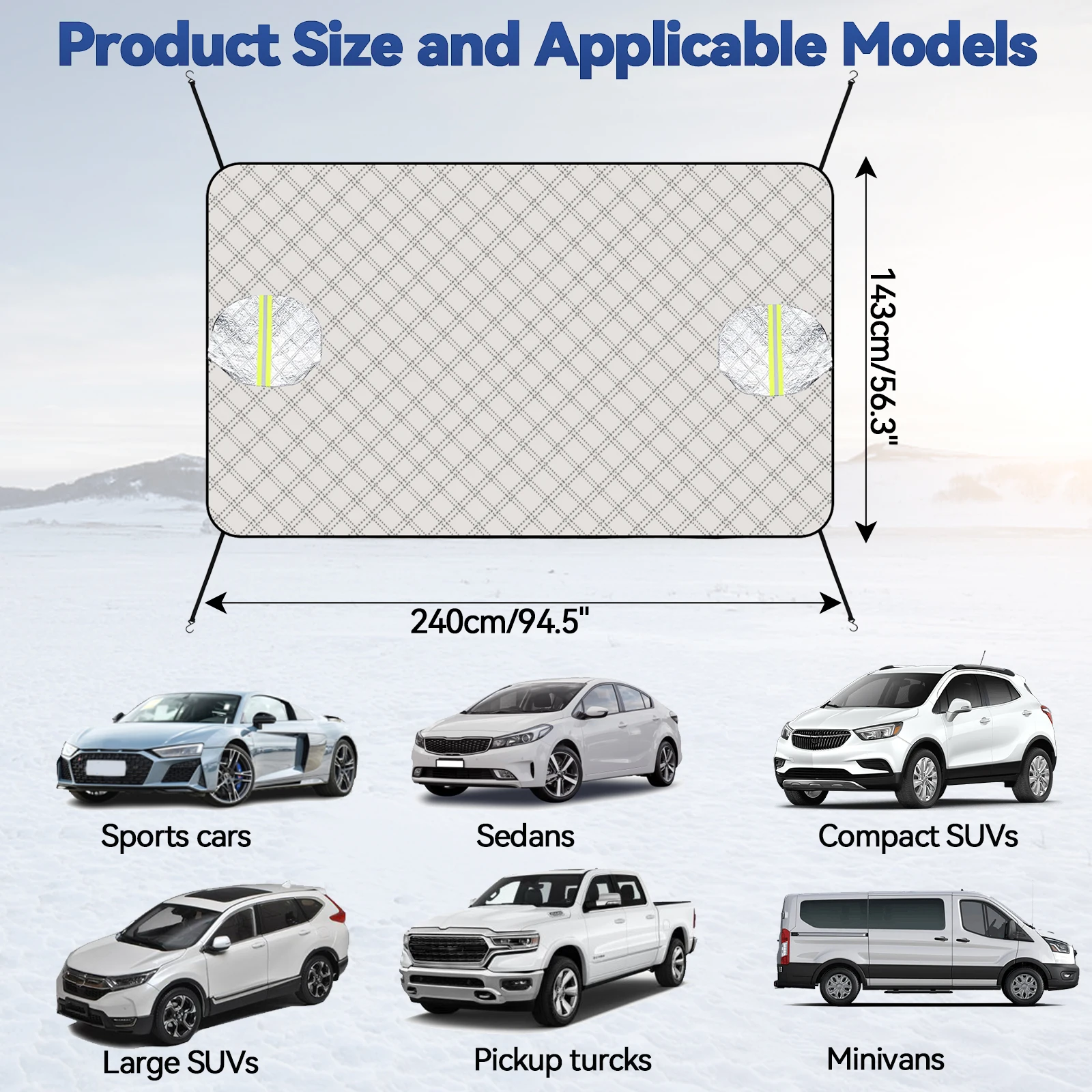 Car Snow Cover Car Cover Windshield Sunshade Winter Waterproof Anti Ice Frost Auto Protector Winter Automobiles Exterior Cover