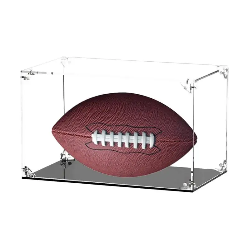 Football Case Dustproof Clear Acrylic Display Case Football Display Stand Display Case For Home Offices Family Friends Men Women