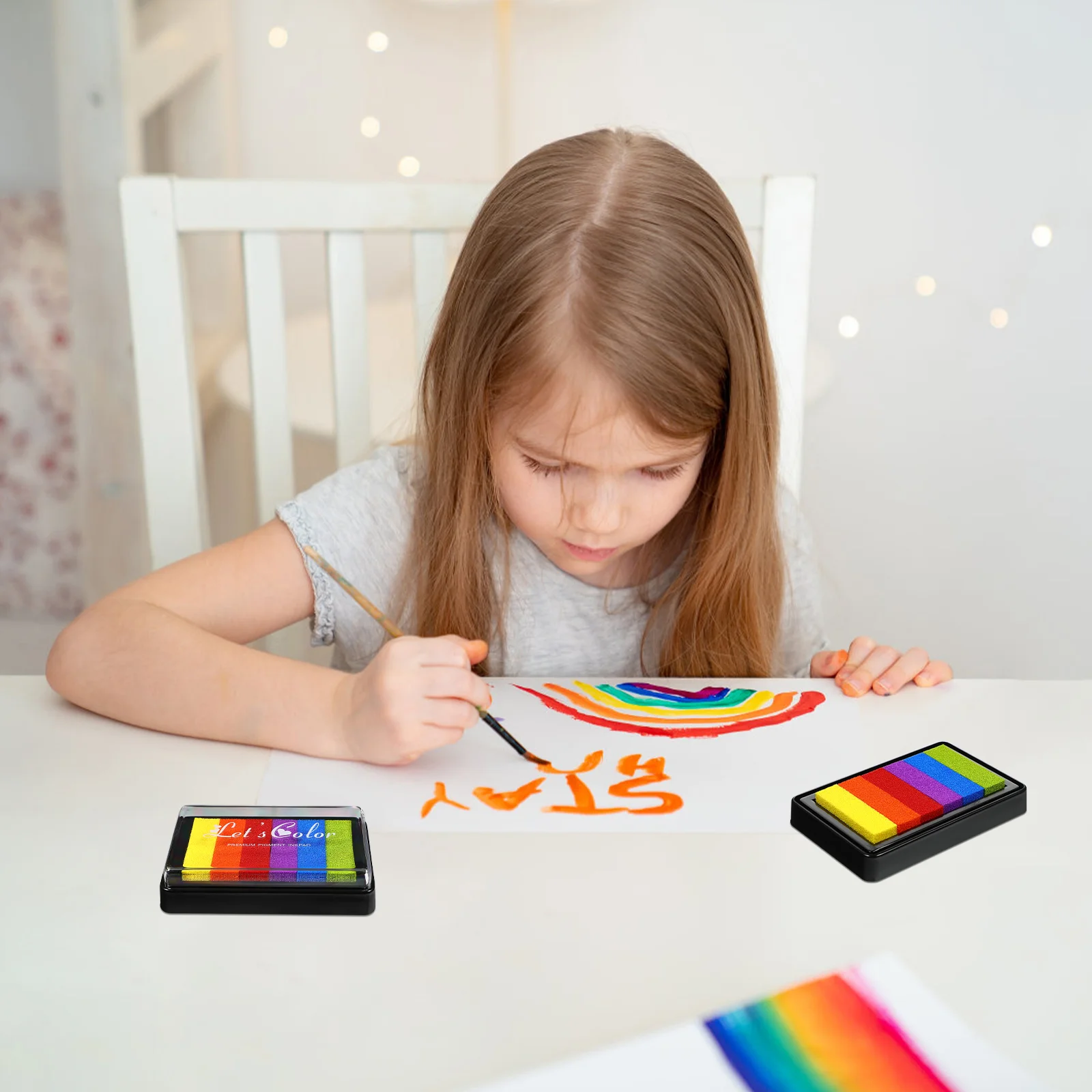 4-delige inktkussen stempels DIY pigmentpads voor kinderen regenboog gekleurde graffiti stempelkussen kleurrijk