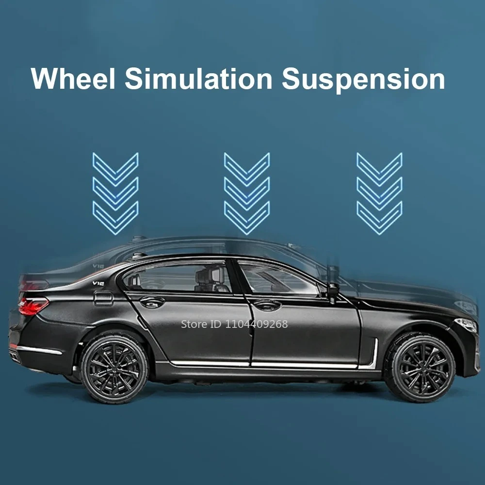 1:24 760LI M8 سيارة رياضية لعبة مجسمة الصوت ضوء الأبواب مفتوحة التراجع امتصاص الصدمات دييكاست سبيكة المركبات نماذج الاطفال الهدايا