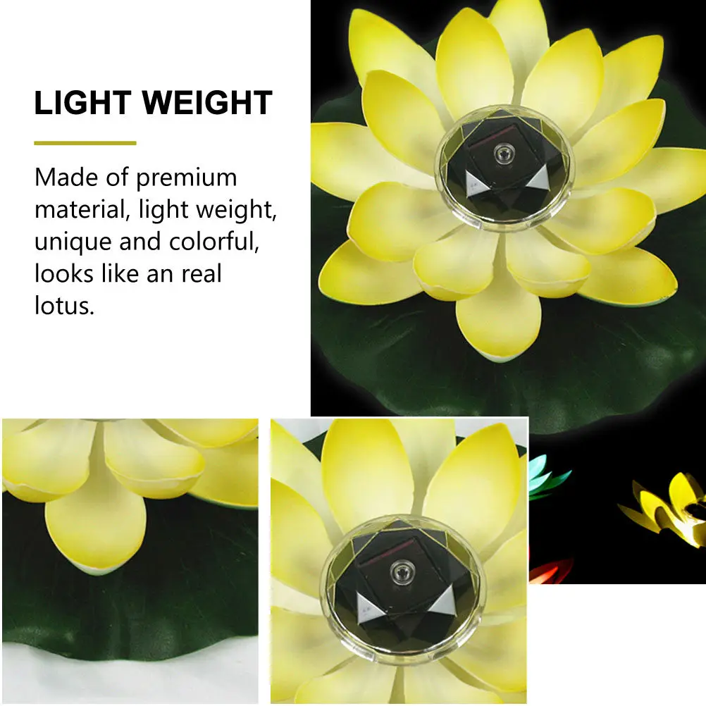 2Pcs Solar Lotus Decorative Light Floating Waterproof Outdoor Pond Pool Landscape Lamp Solar Lotus Light Outdoor Pond Lamp