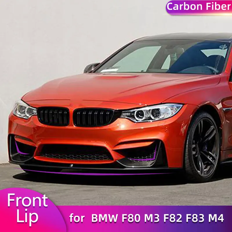 

Carbon Fiber Front Bumper Lip With Splitters for BMW F80 M3 F82 F83 M4 2014-2019 Car Racing Front Lip Chin Apron Body Kits FRP