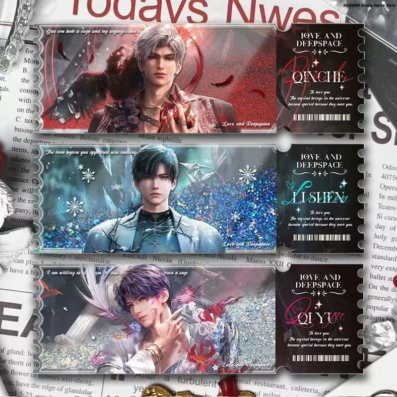 

Acrylic Figure Quicksand Ticket Stub Sylus Rafayel Zayne Xavier Anime Love and Deepspace Cosplay Game Birthday Gift Ornaments