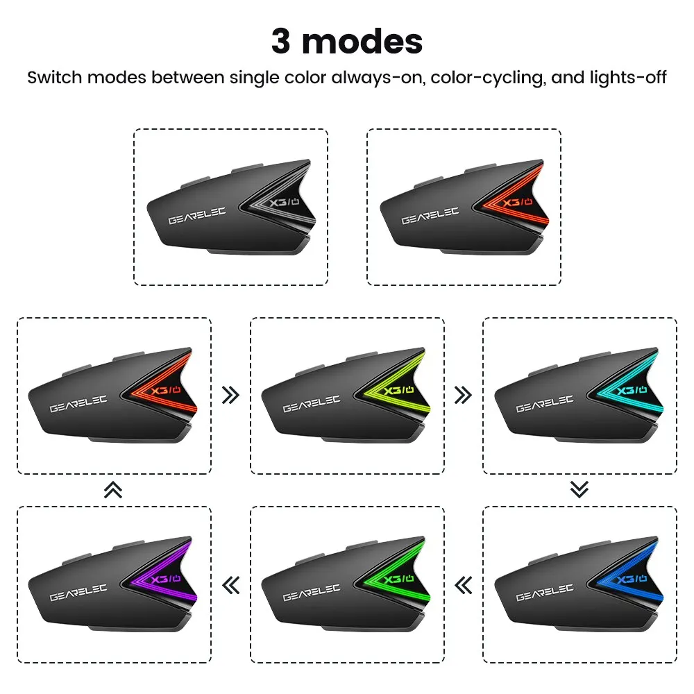 GEARELEC-Capacete de Motocicleta, Fones De Ouvido Sem Fio Bluetooth, IP65 Impermeável, Redução De Ruído, Suporta Chamada Sem Fio, X3