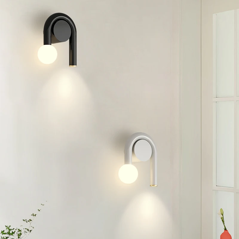 Danish Designer Creative Colorful U-shaped LED Wall Lamp Study Living Room Bedroom Bedside Hallway Staircase Indoor Light Decor