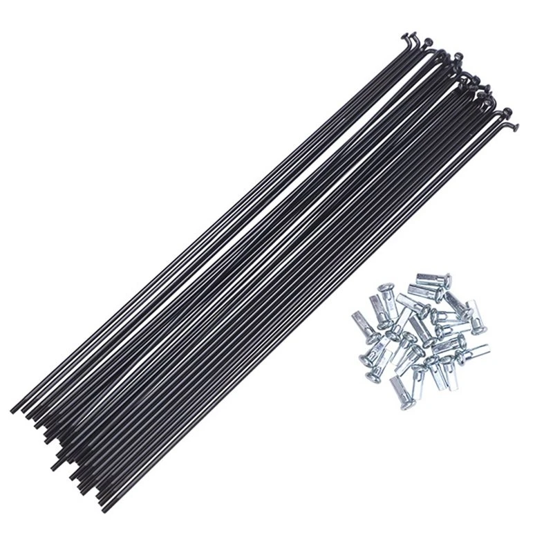 High Carbon Steel 300Mm Bicycle Spokes 12 Gauge 45 Black Universal Bike Wheel Spokes Heavy Duty High Tensile