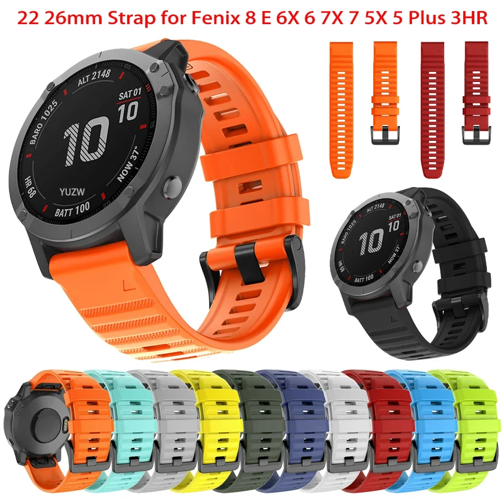 

Силиконовый ремешок 22 мм 26 мм для Garmin Fenix 8 E 7X 7 Pro Solar/6X 6 Sapphire 5 5X Plus 3 3HR 965 945 Epix Gen 2 QuickFit Ремешок для часов
