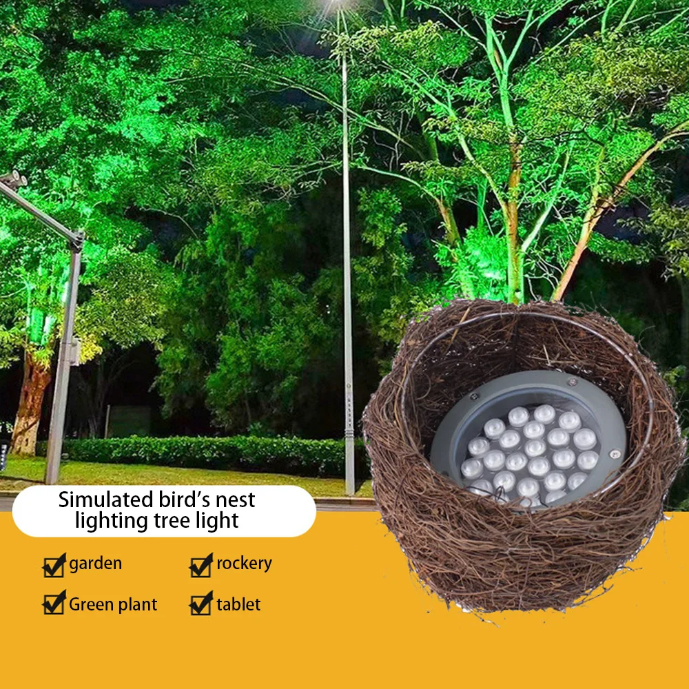 

led birdhouse floodlight outdoor waterproof garden landscape tree light rattan weaving colorful tree light