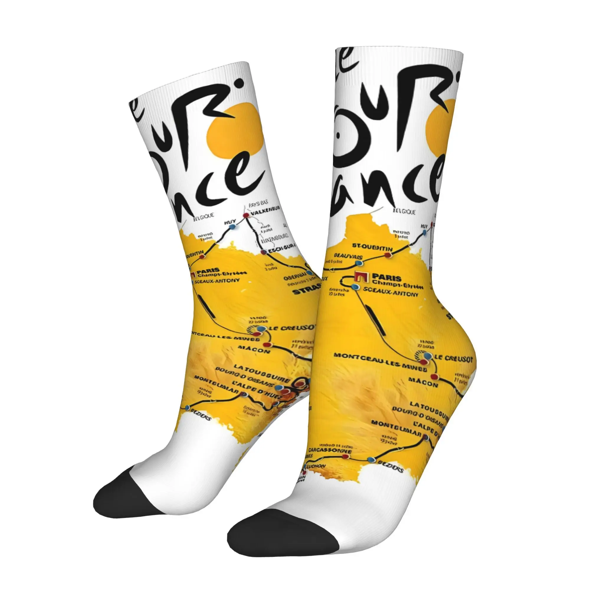 

Happy Funny Men's Socks Bicycle Pattern Retro Harajuku Street Style Casual Crew Sock Gift Pattern Printed