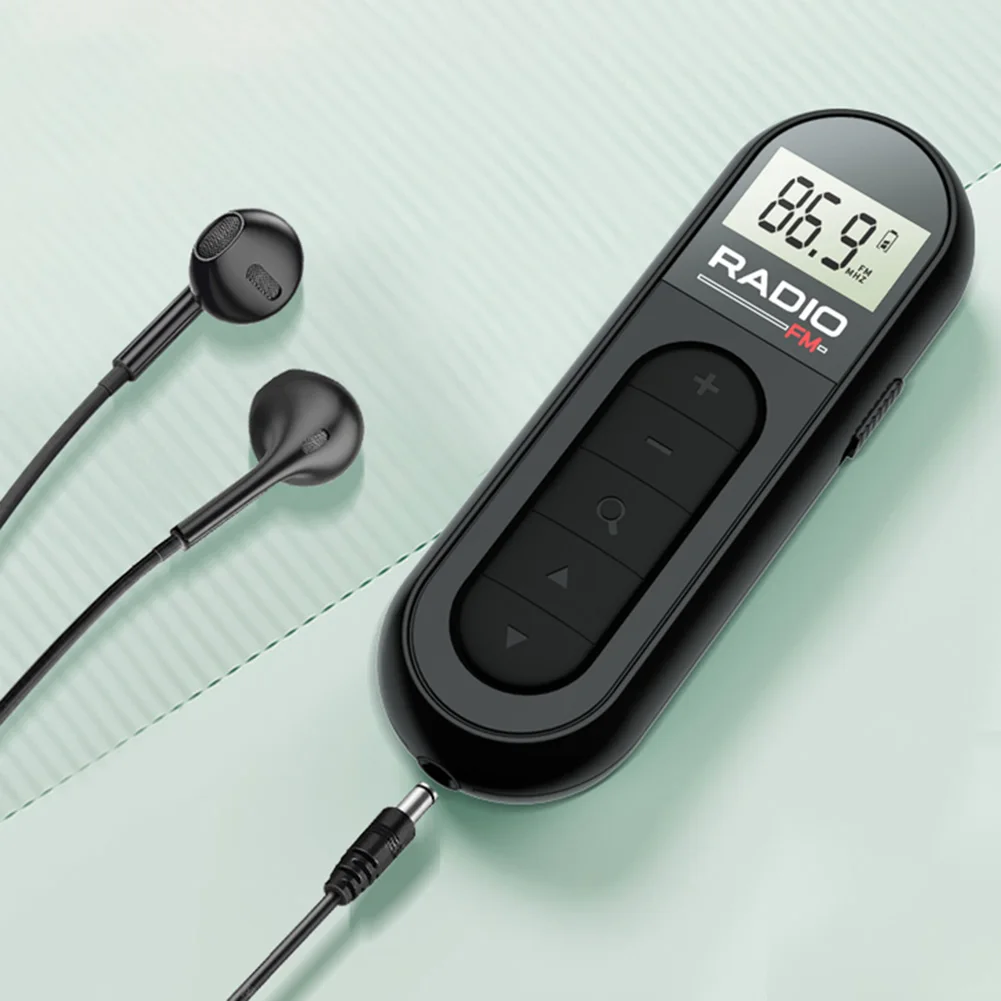 راديو FM صغير للجيب قابل لإعادة الشحن راديو محمول 3.5 ملم مشبك مقبس سماعة الرأس راديو صغير لاجتماع الدليل السياحي الرياضي #3