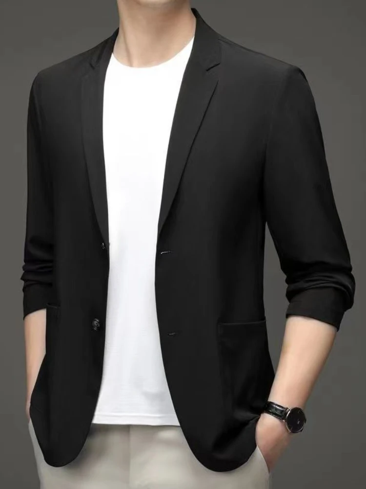 Men\'s Suit Jackets Oversize Summer Single Breasted Coat Plus Big Size Black Simple Male Blazer New in Spring Clothes Casual 2024