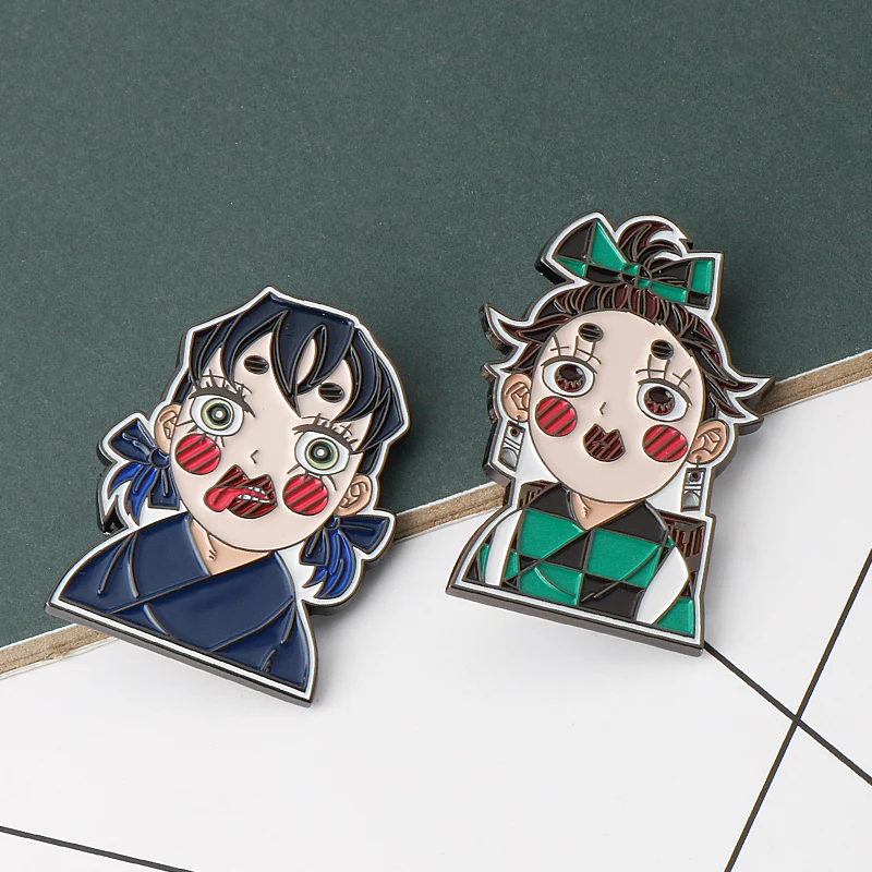 Anime Demon Slayer Brooch Cartoon Kimetsu No Yaiba Blade Brooch Cosplay Enamel Lapel Pin Badge Hats Clothes Backpack Jewelry