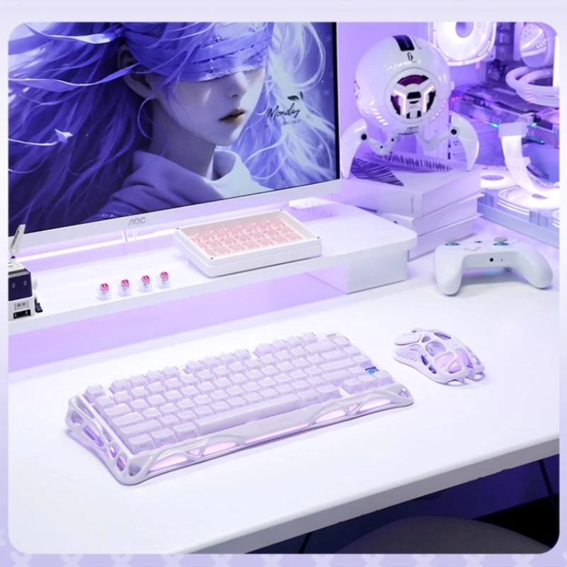 Gravastar M1  Tri Mode Mouse PAW3395 Flagship Chip Nordic52 Series Main Controller RGB Lighting Hollow-out Design 650 IPS Office