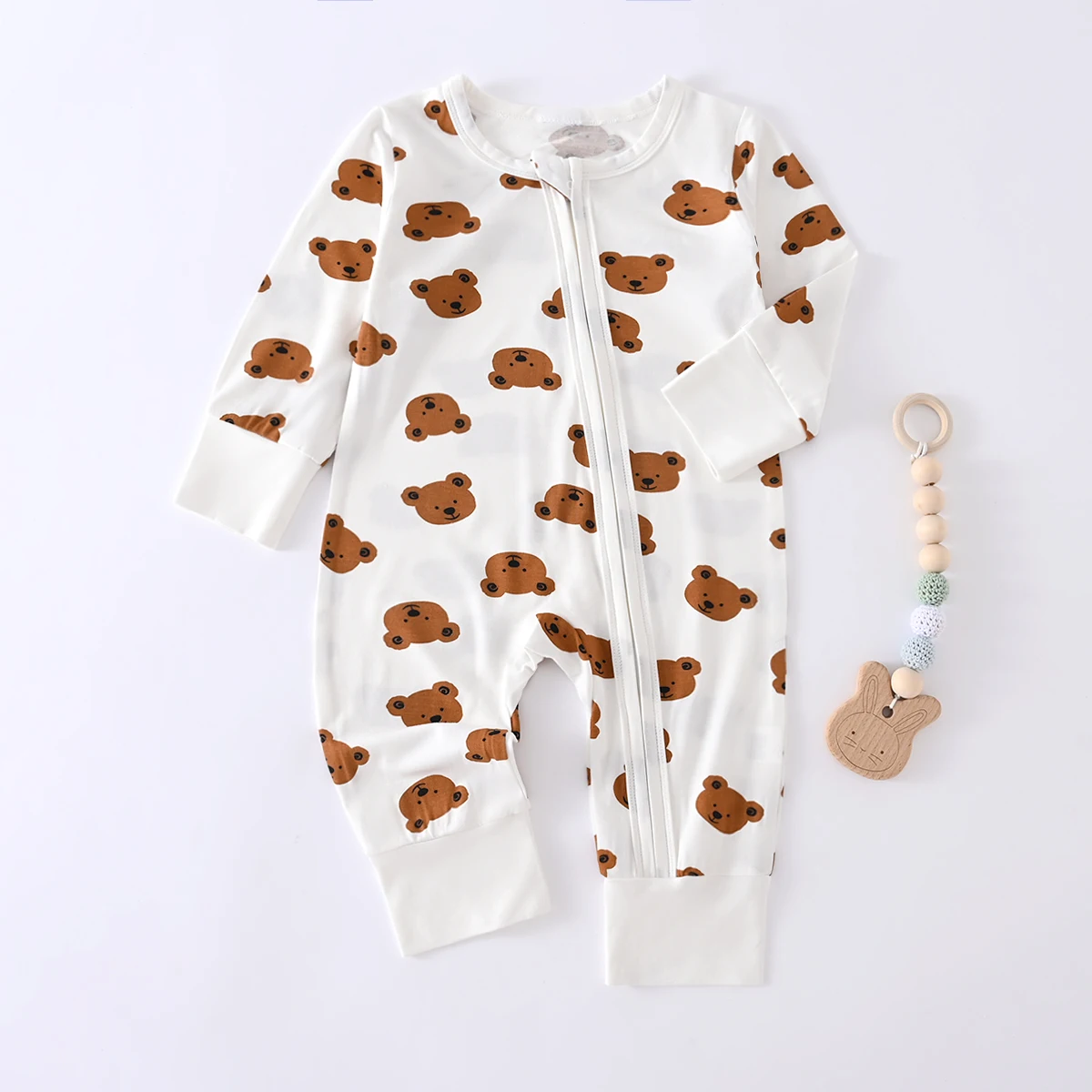 Somenie Unisex Baby Long Sleeve Onesie with Zip Boys Girls  Foldable  Romper Infant Baby Jumpsuit Outdoor Wear 1-3-6-9M