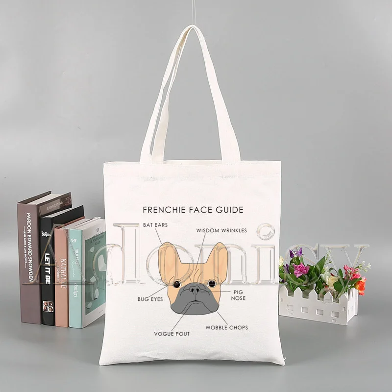 Francês Bulldog Saco De Compras Reutilizável, Reciclar Saco, Tote Bag String, Foldable Shoping Sac