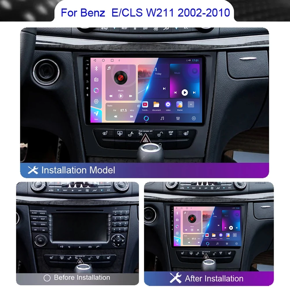 Androd 14 Carplay For Mercedes Benz classe E W211 E200 E220 E300 E350 E240 E270 E280 classe CLS W219 Androd Auto WIFI No 2din