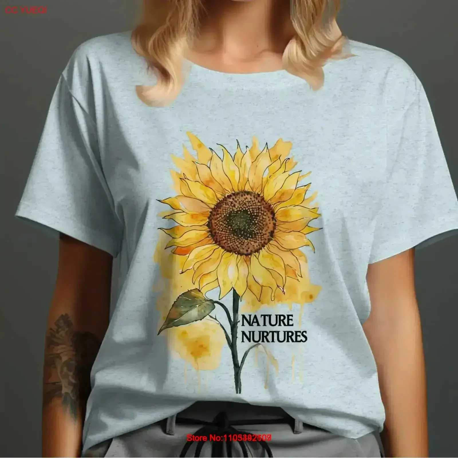 T-shirt décontracté d'été à motif floral tournesol, citation inspirante, art botanique, style jardin, vintage délavé