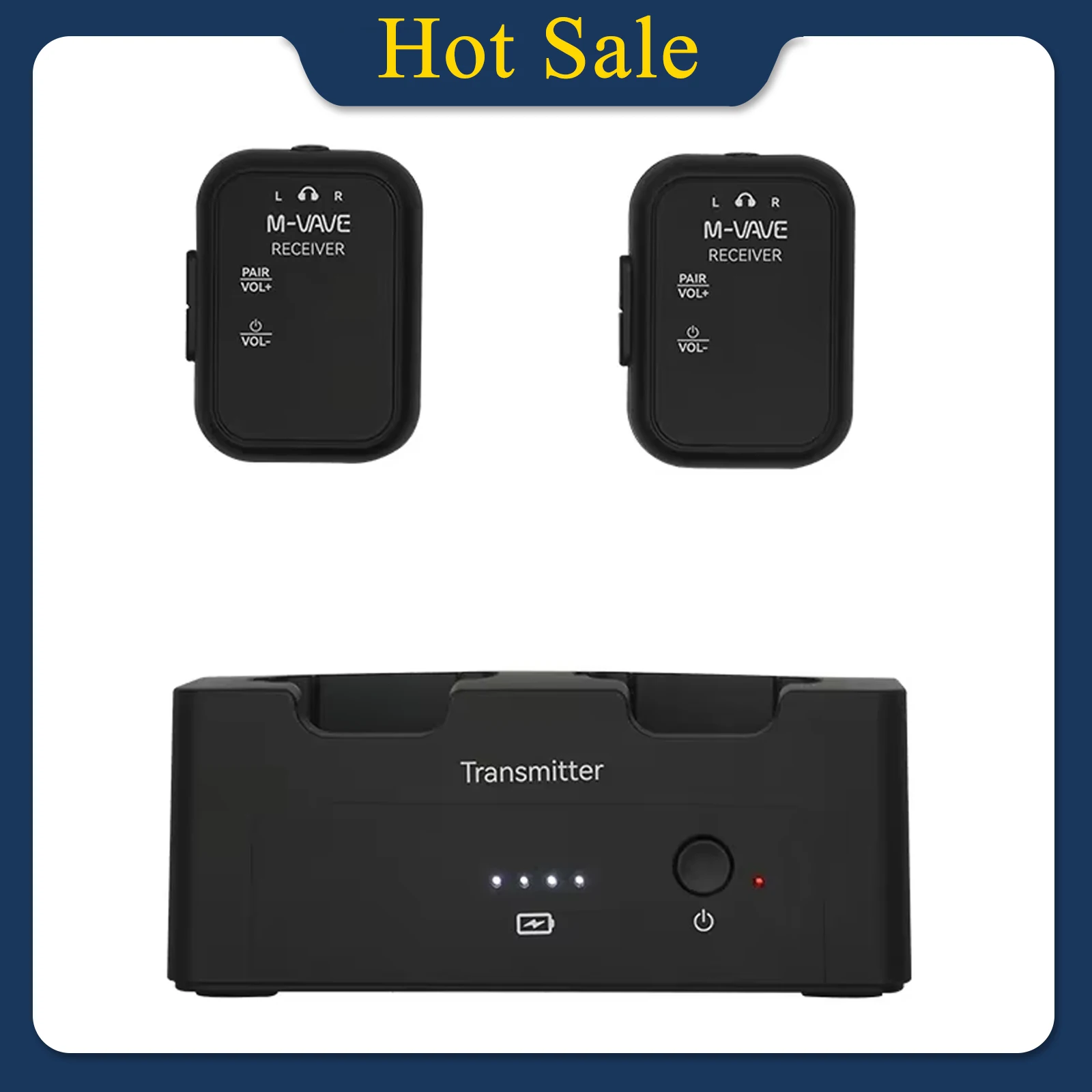  M-VAVE Wireless System Transmitter Receiver 2.4GHz Low Latency Real-time Two-Way Listening Ear Return Guitar Accessories
