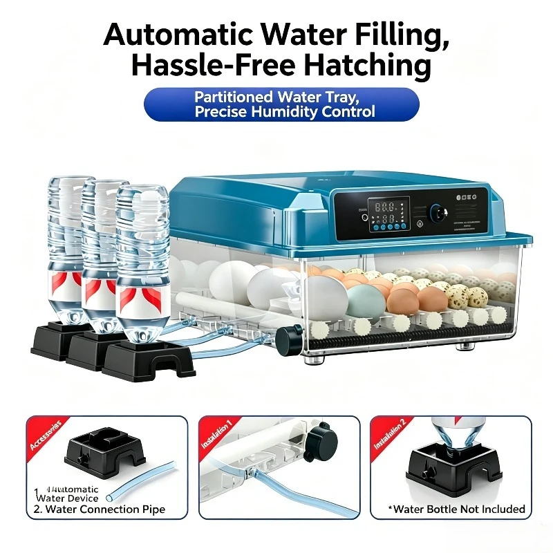 Egg Incubator Automatic Digital Hatcher, with Water Bottle, Power Plug & User Manual, Multiple Voltage Optional for Home Use