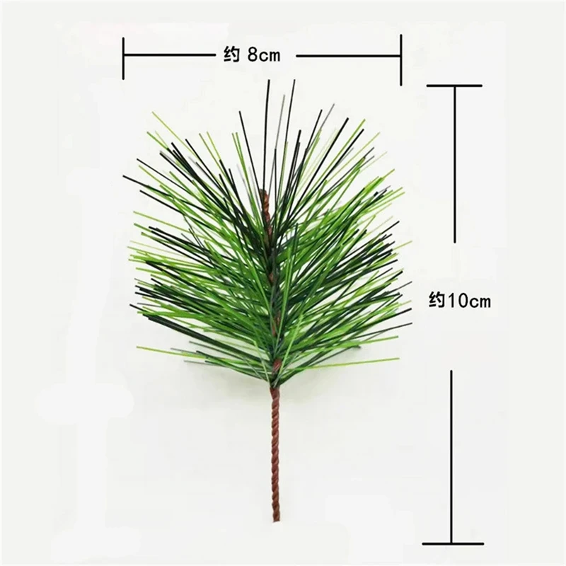 20PCS Christmas PVC Simulation Pine Needles Decor Pine Branch Artificial Plant Pendant Diy Festival Xmas New Year Home Ornaments