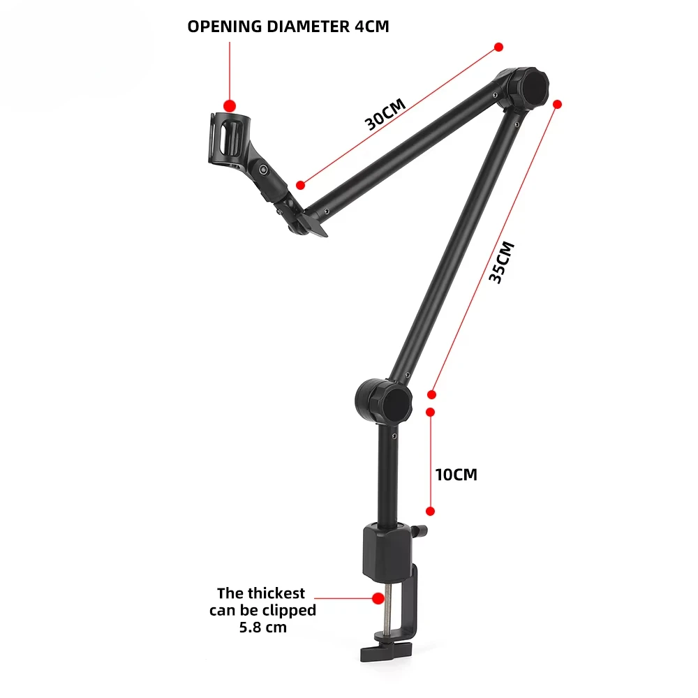 Microphone Stand Extendable Metal Suspension Scissor Arm Stand Phone Camera Fill Light Desktop Mic Clip Holder Tripod