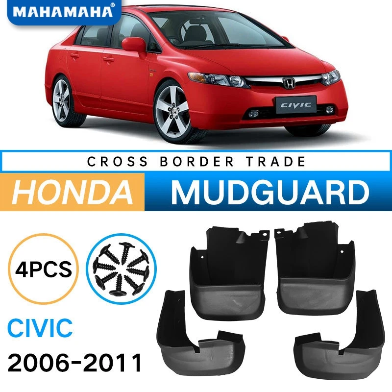 

For Honda Civic 2006-2011 Mudflaps Splash Guards Front Rear Mud Flap Mudguards Fender Set Molded Mud Flaps