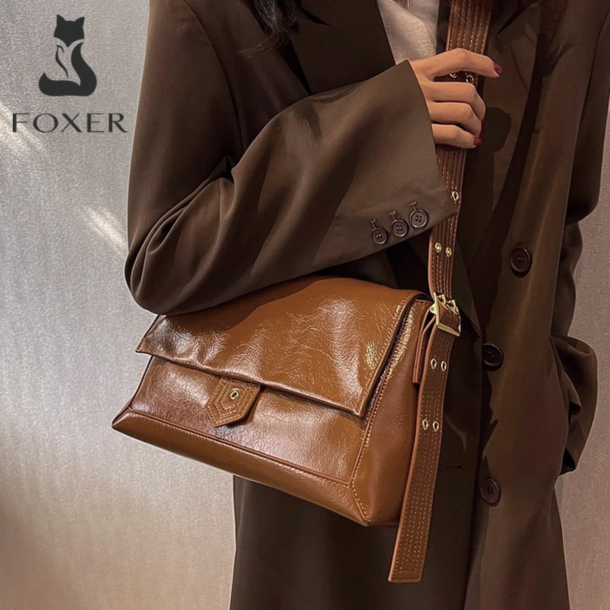 

Женская сумка через плечо в стиле ретро, осень-зима 2022, новая простая большая сумка из спилка + женская однотонная сумка через плечо из искусственной кожи, кошелек