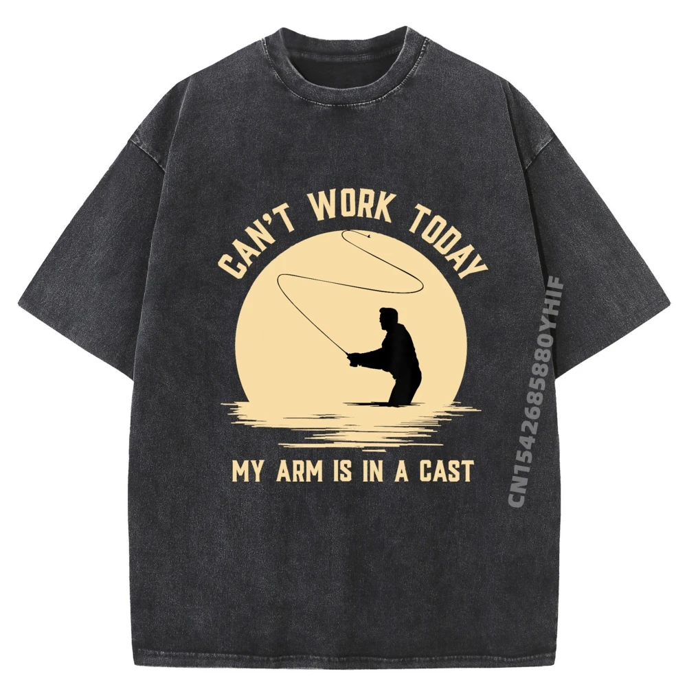 

Latest Youth T Shirt Oversized Short Sleeve Luxury Designer Can't Work Today My Arm Tops Tees Slogan Retro Washed Tee Shirt