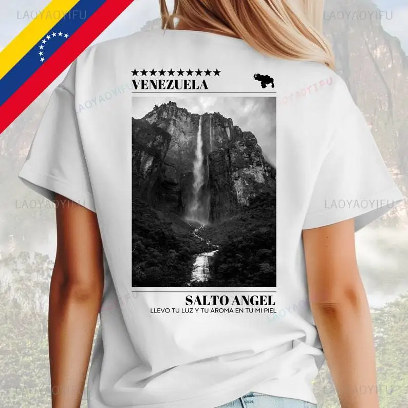 Venezuela Salto Angel Llevo Tu Y Tu Aroma En Tu Mi Liel Woman Printed T-shirt I Love Venezuela Patriotism Cotton Man Shirts Tee