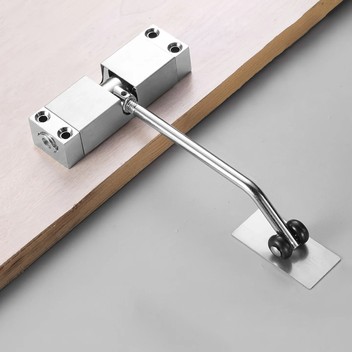 2-Piece Square Automatic Spring Door Closer, Surface-Mounted Silent Door Closing Device, Adjustable Closing Speed, Automatic Rebound and Self-Closing Design, Suitable for Residential, Office, and Commercial Interior Hinged Doors, Spring Door Control Hardware Accessories, Automatic Door Closer Installation and Replacement Parts