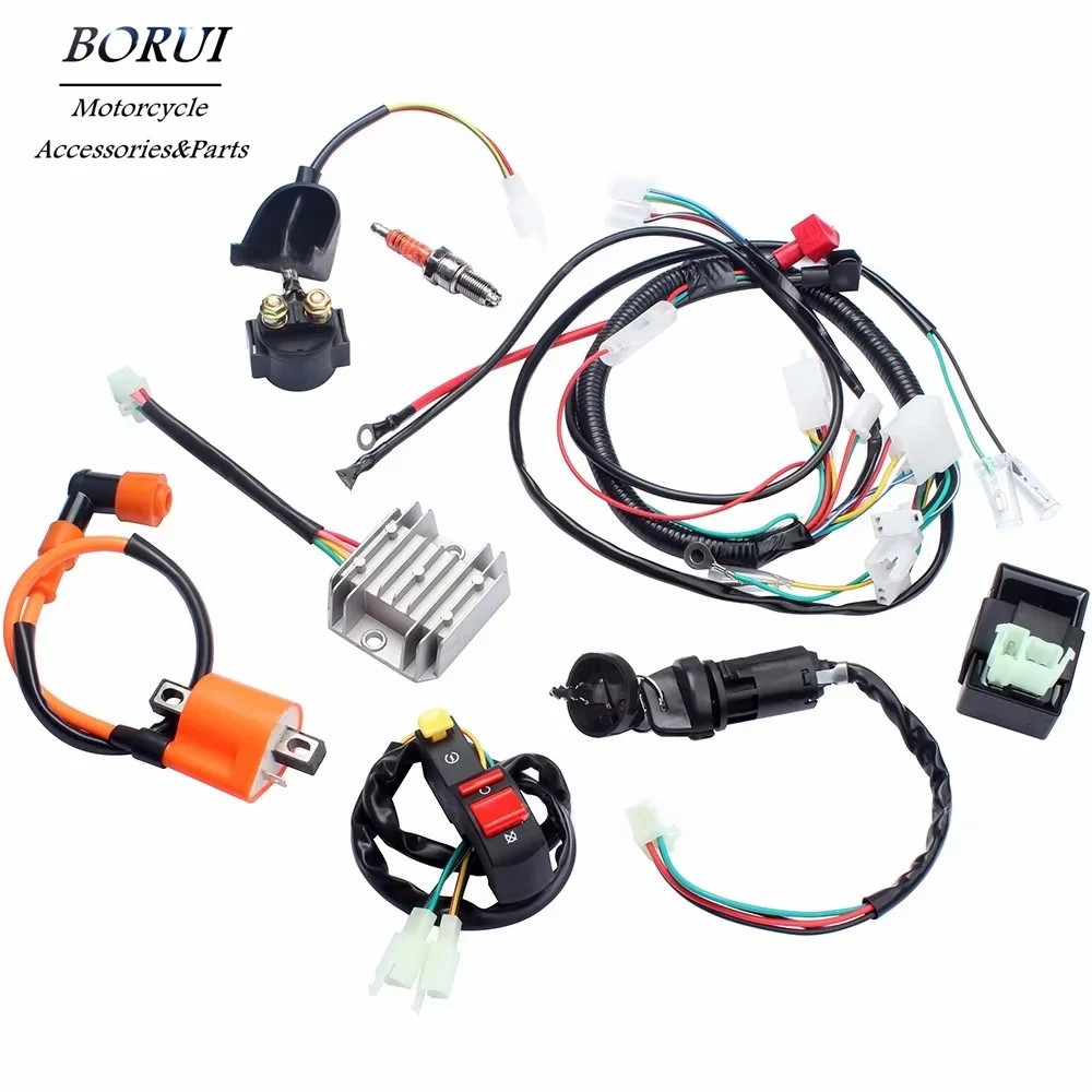

Ignition Coil Wiring Harness CDI Spark Plug Rectifier Solenoid Relay Key Switch Door Lock Kit for CG 150 200 250cc Pit Dirt Bike