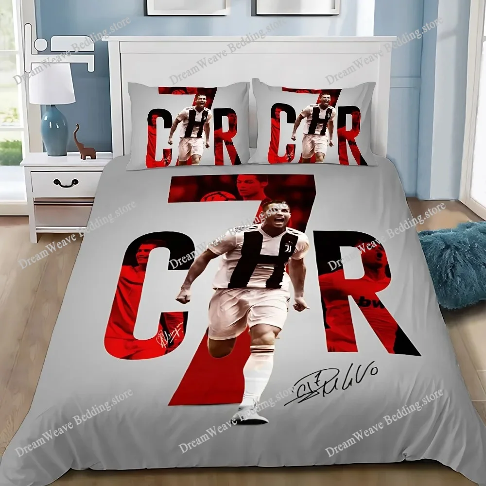 

Duvet Cover Pillowcase Bedding Set Football CR7 R-Ronaldos Adult Boy Girl Bedroom Decoration Children Single Double Large Size
