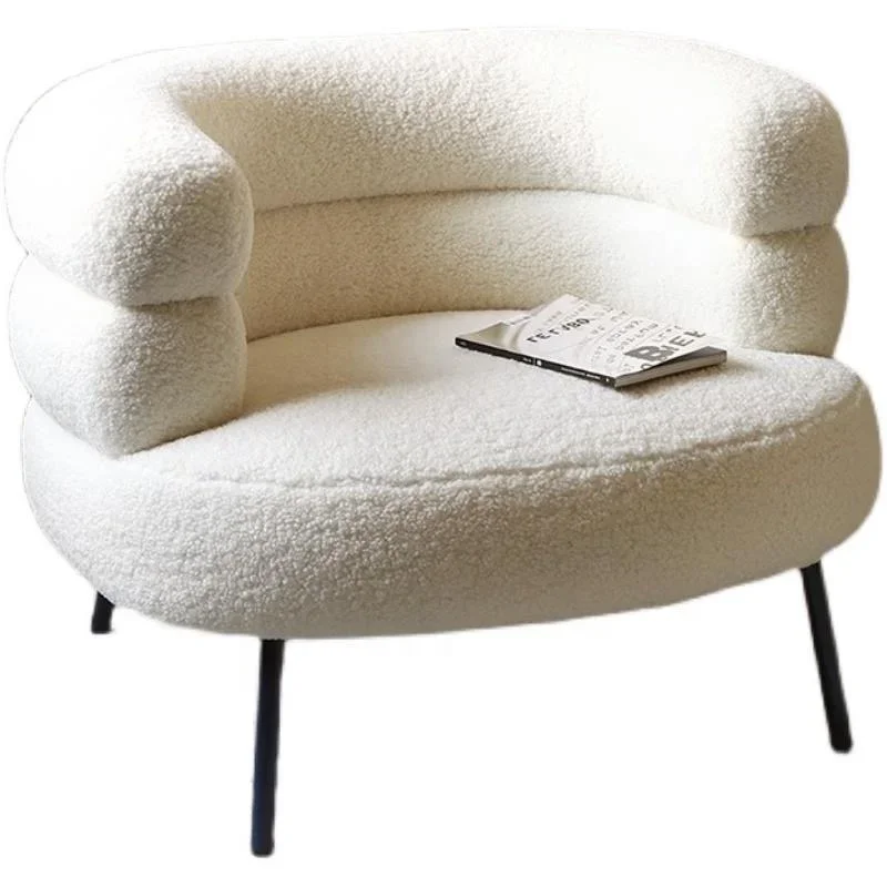 

Lamb fleece lazy sofa chair, Single living room bedroom balcony casual makeup chair ,Dressing stool