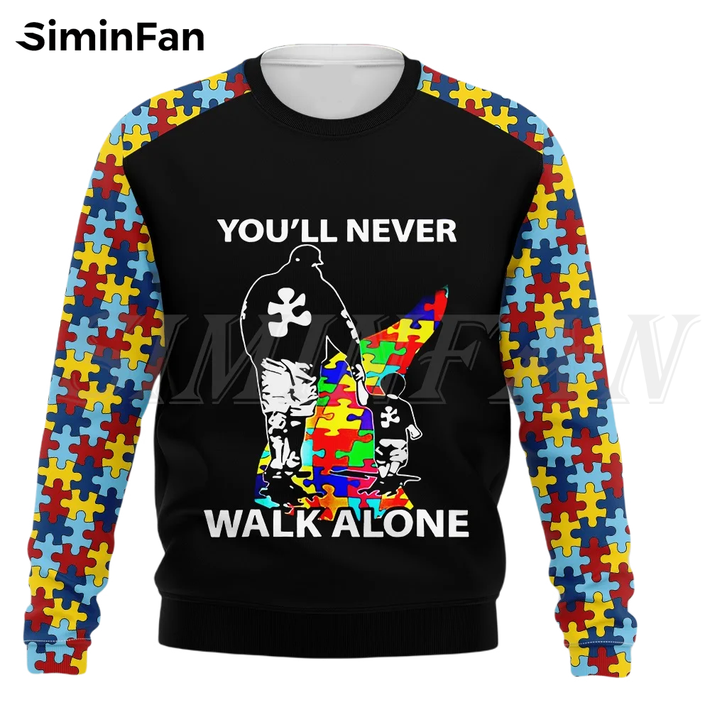 Accept Love Autism Mens 3D Printed Hoodies Unisex Casual Sweatshirt Harajuku Pullover Women Tracksuit Punk Style Zipper Jacket 4