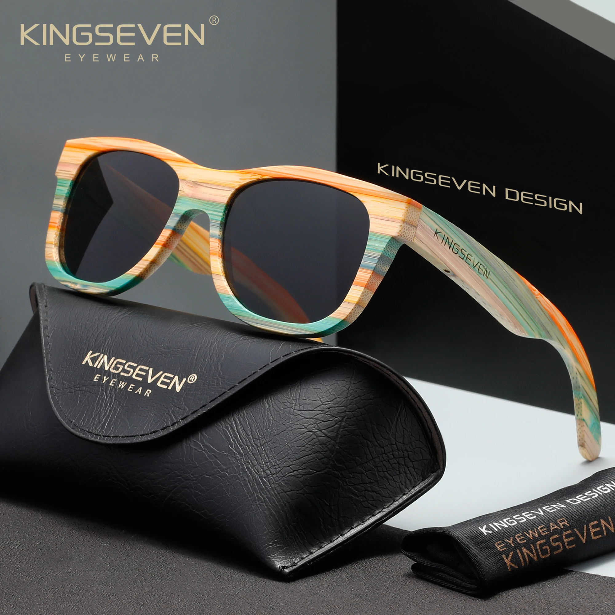 KINGSEVEN Brand Wooden Sunglasses Polarized Sunglasses Men Fashion Walnut Wood UV400 Protection Luxury Driving Eyewear