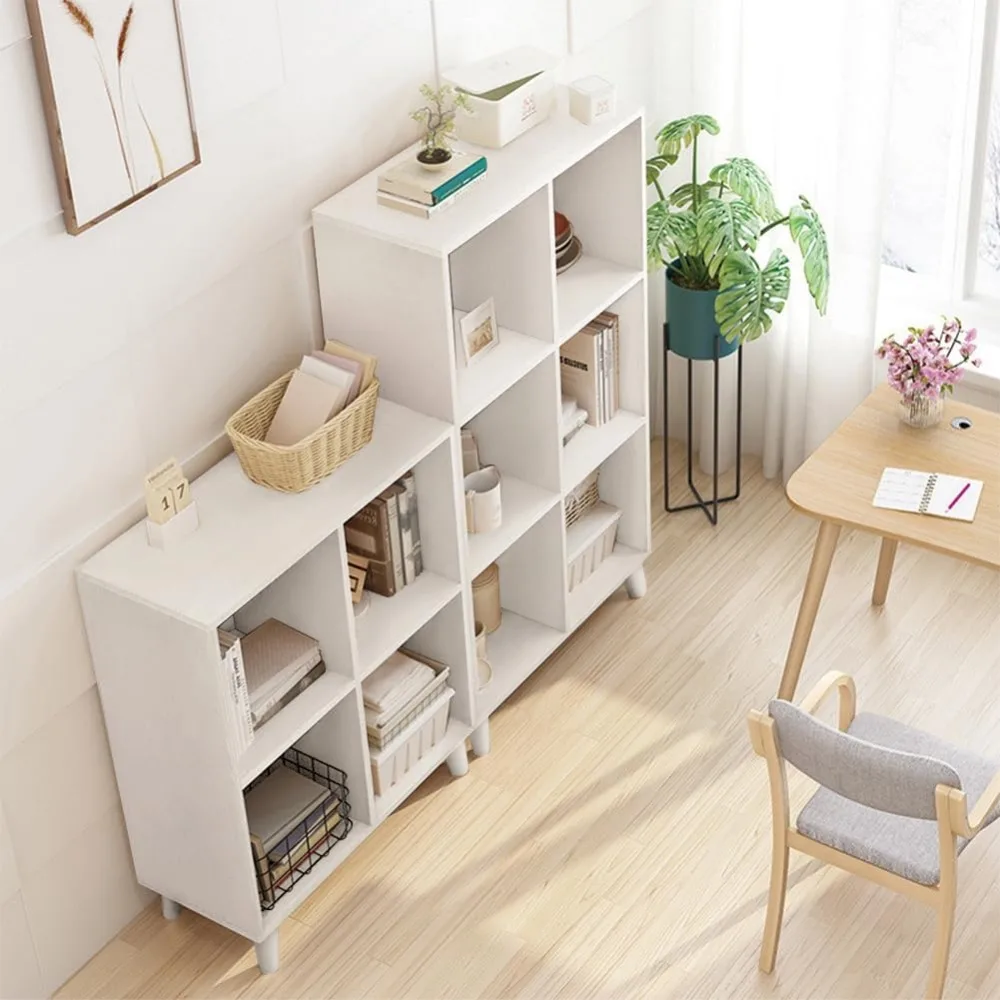 

Open Cube Low Bookcase - 3-Tier Freestanding Storage Display Cabinet Organizer with Legs for Home Office, - Hot Sale