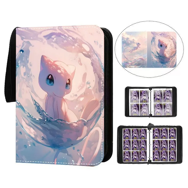 Wodoodporny album na karty Pokémon, wykonany ze skóry PU, z zamkiem błyskawicznym, pasuje do twardych okładek na karty o grubości 35Pt, posiada 4 lub 9 kieszeni, idealny do przechowywania kolekcji.