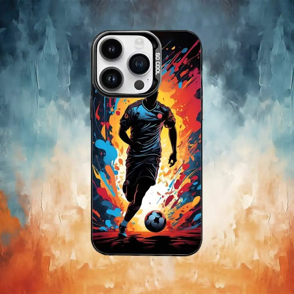 เคสโทรศัพท์ลายฟุตบอล สำหรับ iPhone17,16,15,14,13,12,11 Plus,Pro Max สีดำด้าน ป้องกันการกระแทก