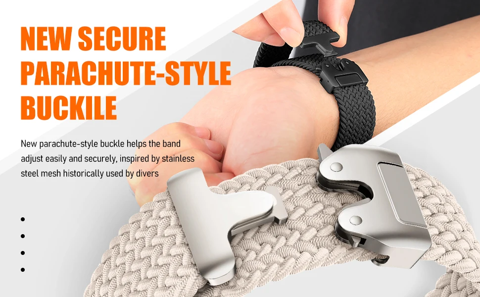 Geflochtenes Armband für Amazfit Bip, Bip Max/6/5/Balance 3/Active 2/GTS 4 Mini, Armband der Correa-Serie, Fallschirmmuster, 20 mm, 22 mm, Uhrenarmband. – Detail 4