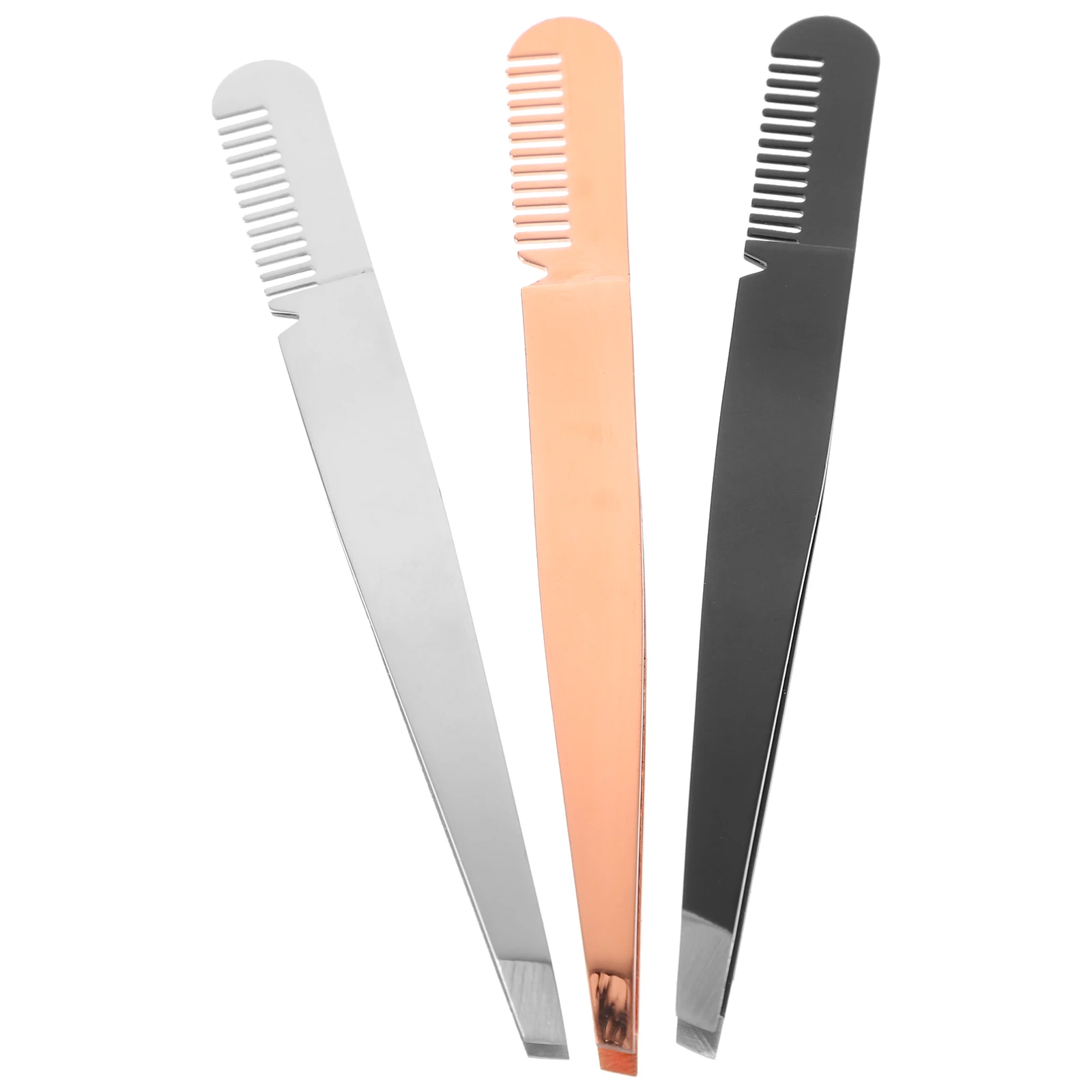 3Pcs 2 in 1 Eyebrow Clip Comb Stainless Steel Tool for Grooming False Lash Use Double Eyelid Support Makeup Accessories Kit