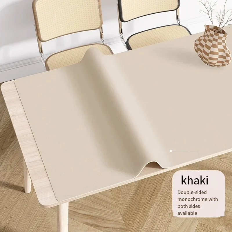 Double-sided Solid Color Pu Leather Tablecloth Rectangle Table Mat Waterproof Table Cloth Custom Wooden Table Protector Cover