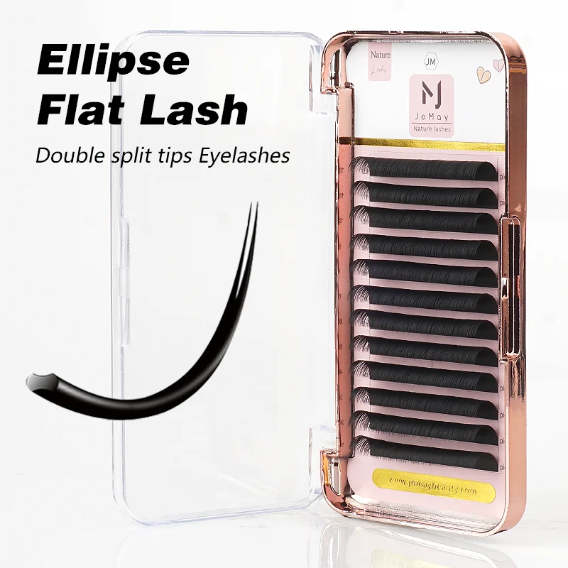 Flat Lashes Extension For Professionals Ellipse Flat Lash Split Tip Profession Soft Silk Flat Eyelash CC DD Curl