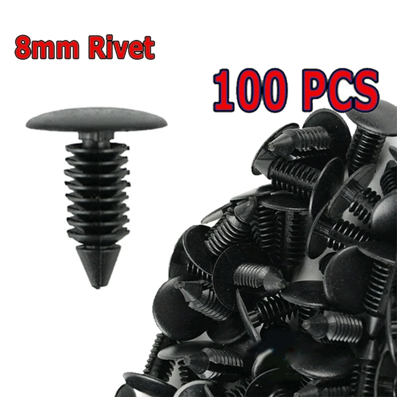 652F 100 Pcs Car Modification Surround Retainer Bumper 8mm Hole Size Auto Push Pin Rivets Set Push Bumper Fastener