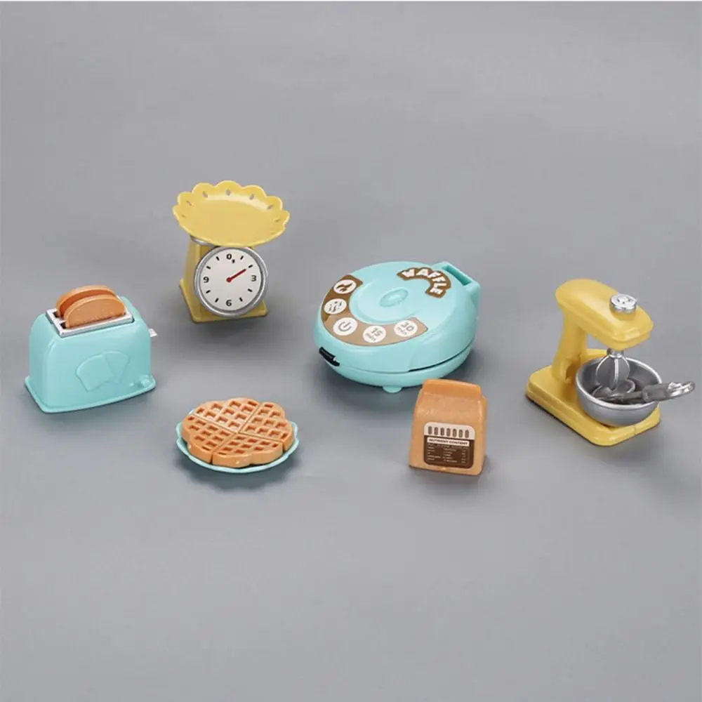 Bear Biscuits Dollhouse Kitchen Accessories Mixer Toaster Dollhouse Mini Furniture Baking Breakfast Miniature Cooking Set