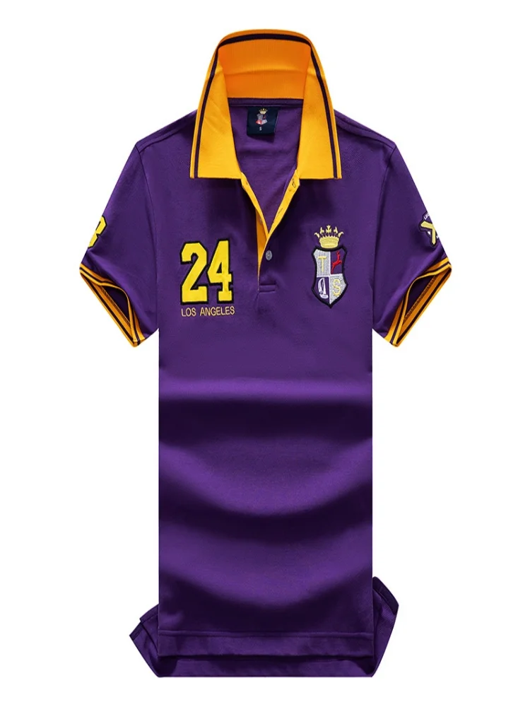 Męska koszulka polo w stylu pamiątkowym TS Klasyczna fioletowa Popularna koszulka sportowa z krótkim rękawem i haftem ze 100% bawełny Rozmiar amerykański — zdjęcie 2
